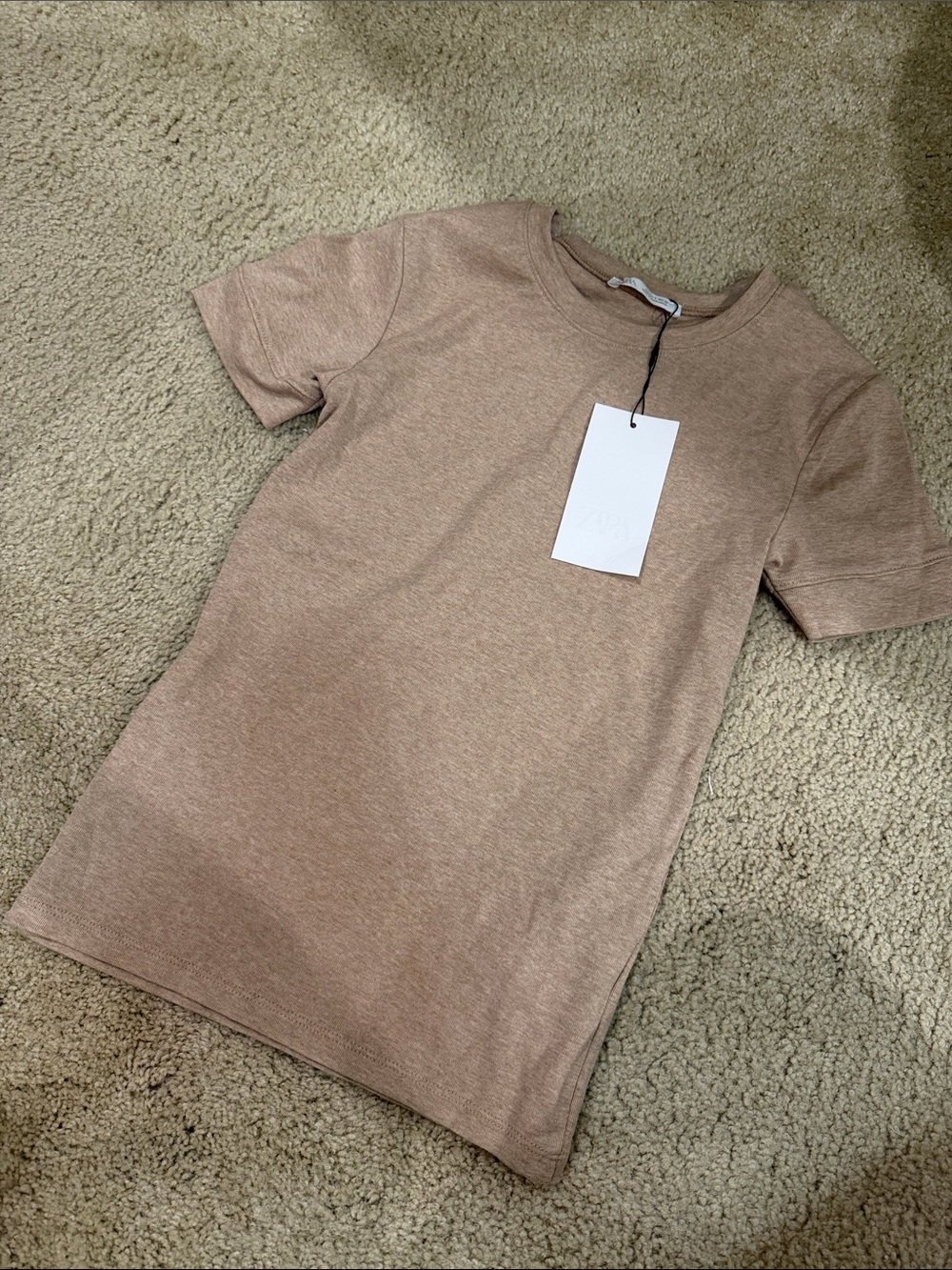 Zara Short Sleeve Tee Dress in Taupe